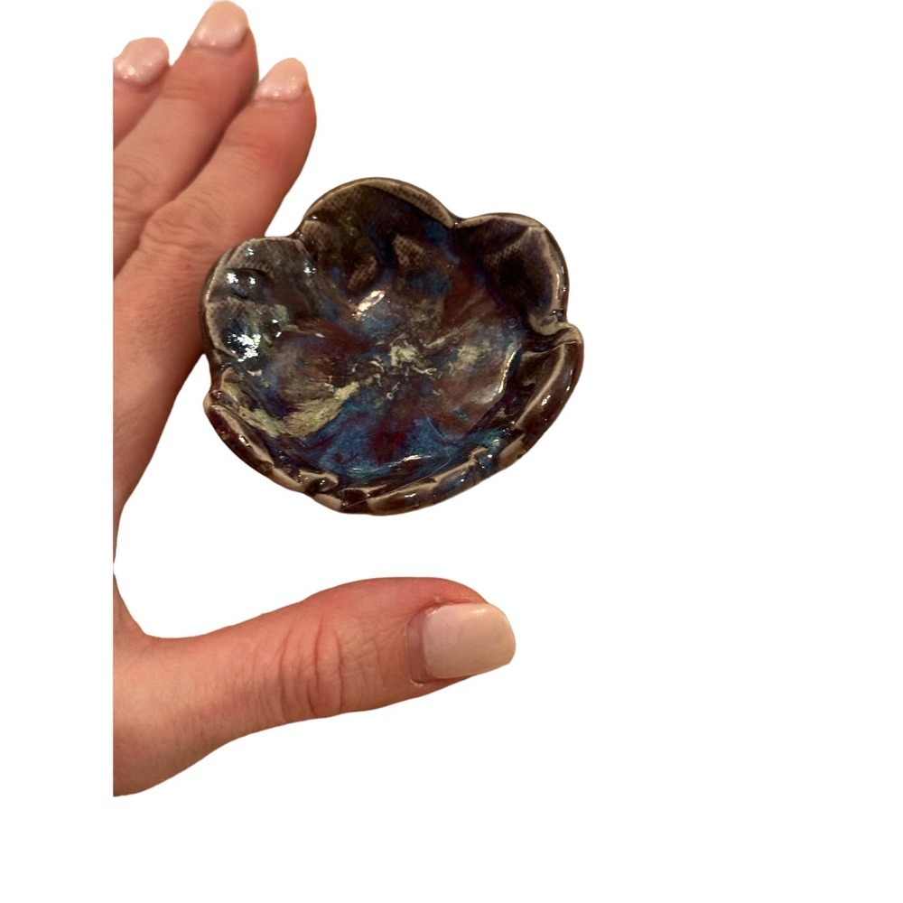 Small pottery ring dish! Beautiful marked on back!